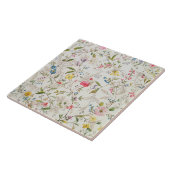 野生花は絹材料、c.1790のために設計します(w/c タイル (側面)