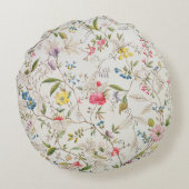 野生花は絹材料、c.1790のために設計します(w/c ラウンドクッション (裏面)