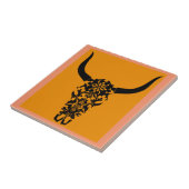 野生西牛スカル角黒白ベクトルクリップ タイル (側面)