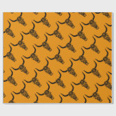 野生西牛スカル角黒白ベクトルクリップ ラッピングペーパー (フラット)