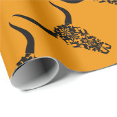 野生西牛スカル角黒白ベクトルクリップ ラッピングペーパー (ロールコーナー)