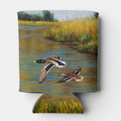 野生飛んでいるのアヒルの木炭グレー 缶クーラー (裏面)