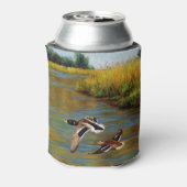 野生飛んでいるのアヒルの木炭グレー 缶クーラー (缶裏面)