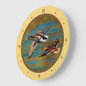 野生飛んでいるのアヒル黄色 ラージ壁時計 (傾斜)