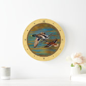 野生飛んでいるのアヒル黄色 ラージ壁時計 (ホーム)