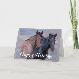 野生馬および美しいクリスマスカード シーズンカード