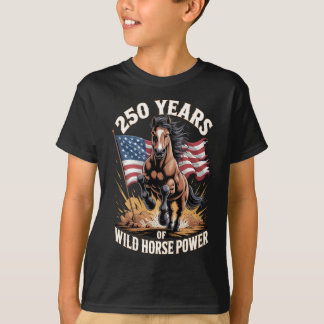 野生馬の力強い美しさ250年 マスタングアート Tシャツ