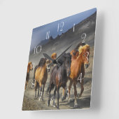 野生馬 スクエア壁時計 (傾斜)