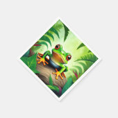 野生鮮やかのカエル スタンダードカクテルナプキン (角)