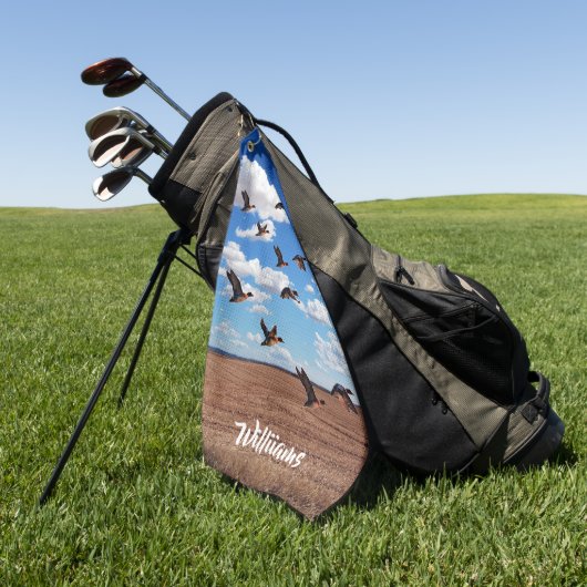 野生鳥達ダックゴルフタオル ゴルフタオル (グリーン)