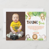 野生1歳のジャングル動物の少年写真 サンキューカード (正面)