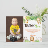 野生1歳のジャングル動物の少年写真 サンキューカード (スタンド正面)