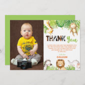 野生1歳のジャングル動物の少年写真 サンキューカード (正面/裏面)