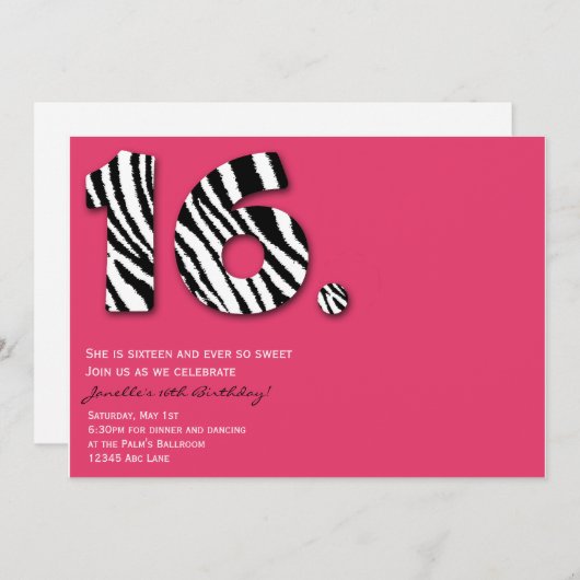 野生nの菓子16の誕生日のパーティの招待状 招待状 (正面/裏面)