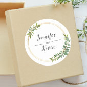 野素朴花の緑の結婚葉 ラウンドシール