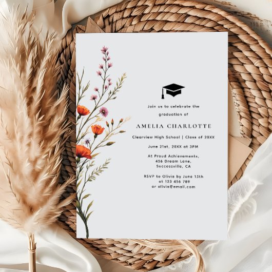 野素朴花シンプル卒業パーティー 招待状