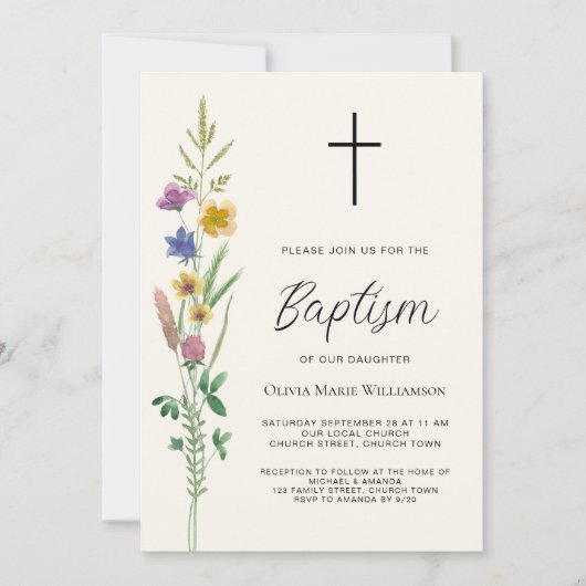 野素朴花洗礼 招待状 (正面)