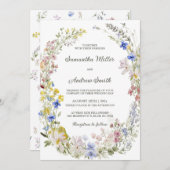 野素朴花結婚テンプレート 招待状 (正面/裏面)