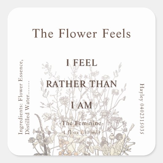 野素朴花草の自然フローラ スクエアシール (正面)