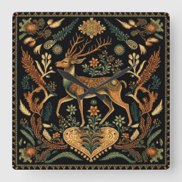 野素朴鹿 スクエア壁時計