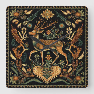 野素朴鹿 スクエア壁時計