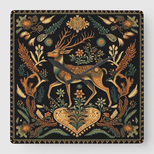 野素朴鹿 スクエア壁時計 (正面)