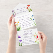 野結婚花の素朴国の野生の花 オールインワン招待状 (貼ってはがせる)