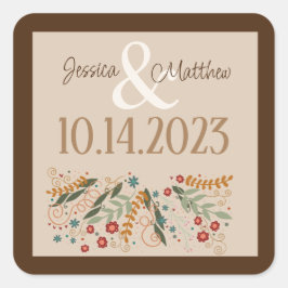 野結婚花エレガント感性モダン スクエアシール