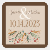 野結婚花エレガント感性モダン スクエアシール (正面)