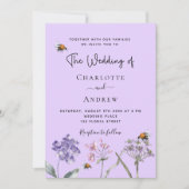 野結婚花ラベンダーピンクビー 招待状 (正面)