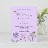 野結婚花ラベンダーピンクビー 招待状 (スタンド正面)