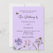 野結婚花紫ピンクビー 招待状 (正面)