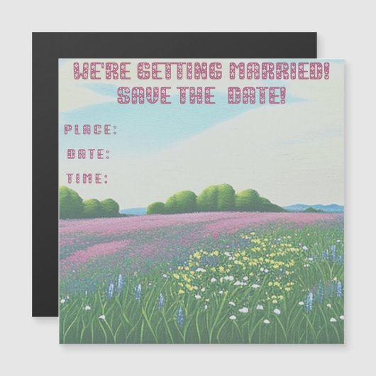 野結婚花絵画招待状 マグネット招待状 (正面/裏面)