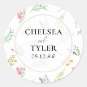 野結婚花花新郎名メドウフラワー ラウンドシール (正面)