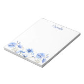 野縁ど花かわいらし青いパーソナライズされた花 ノートパッド (回転)