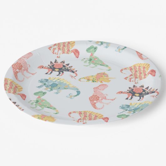 野美の恐竜9インチ。パーティープレート ペーパープレート (アングル)
