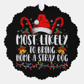 野良犬のクリスマスを家に持ち帰りそうだ オーナメントカード (正面)