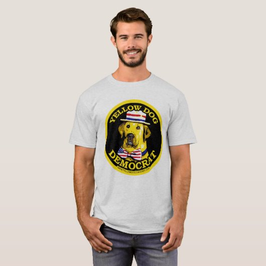 野良犬の民主党員の黒いワイシャツ Tシャツ (正面フル)