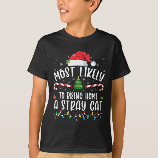 野良猫のクリスマスマを家に持ち帰りそうだ Tシャツ (正面)