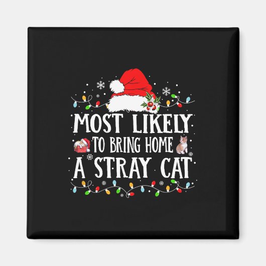 野良猫のクリスマスユーモアを解き放つ マグネット (正面)