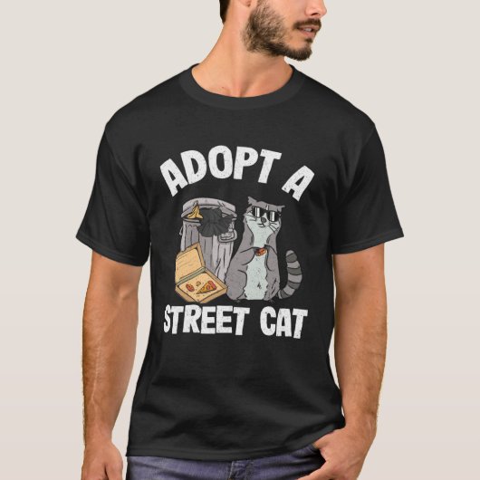 野良猫を拾おう ゴミ アライグマ ピザ アライグマ Tシャツ (正面)