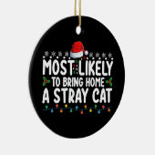 野良猫クリスマスホーを家に持ち帰りそうだ セラミックオーナメント (右)