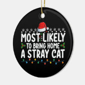 野良猫クリスマスホーを家に持ち帰りそうだ セラミックオーナメント (左)