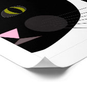 野良猫 |抽象芸術アート |黒、灰色、白 ポスター (角)