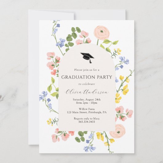 野花お洒落フローラ卒業パーティー 招待状 (正面)