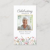 野花かわいらし葬記念祈りの言葉カード 名刺 (正面)