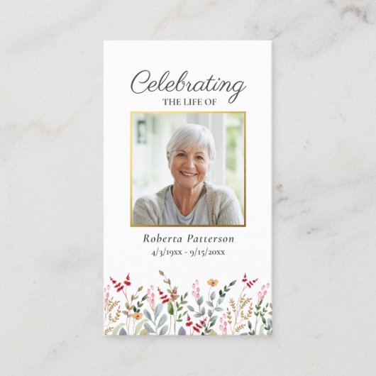 野花かわいらし葬記念祈りの言葉カード 名刺 (正面)