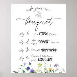 野花とミツバチ花バー標識 ポスター