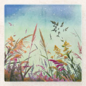 野花と星 ガラスコースター (正面)