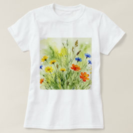 野花と植物の水彩画 Tシャツ